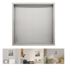 Brushed Stainless Steel Wall Shower  Niche , Double Recessed Shower Shelf for Bathroom - 12"x12" - Stytle1