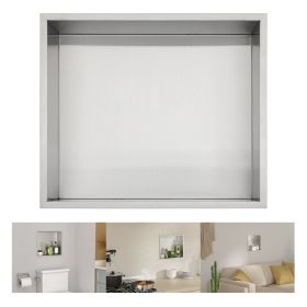 Brushed Stainless Steel Wall Shower  Niche , Double Recessed Shower Shelf for Bathroom - 14"x12" - Stytle1