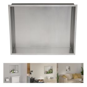 Brushed Stainless Steel Wall Shower  Niche , Double Recessed Shower Shelf for Bathroom - 18"x14" - Stytle1
