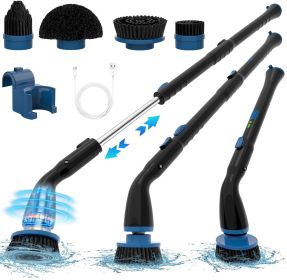 Electric Spin Scrubber, Cordless Cleaning Brush with 4 Replaceable Brush Heads and Adjustable Extension Handle Power Shower Scrubber for Bathroom