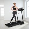 Motorized Electric Treadmill for Home - 3 Level Manual Inclination & Foldable Running Machine with 12 Programs with Phone Holder  - Black