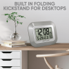 Westclox Classic Modern Silver Easy To Read LCD Display Digital Wall Clock with Large Numbers and Day, Date, and Temperature - Westclox
