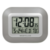 Westclox Classic Modern Silver Easy To Read LCD Display Digital Wall Clock with Large Numbers and Day, Date, and Temperature - Westclox