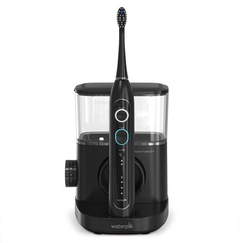 Waterpik Sonic-Fusion 2.0 Professional Flossing Toothbrush, Electric Toothbrush and Water Flosser Combo In One, White - black