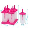 6Pcs Popsicle Molds Reusable Ice Cream DIY Ice Pop Maker Ice Bar Maker Plastic Popsicle Mold For Homemade Iced Snacks - Hotpink