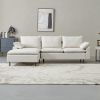 L-Shaped linen sectional sofa with right chaise,Beige - Beige