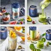 Small Electric Juicer 6 Blades Portable Juicer Cup Juicer Fruit Juice Cup Automatic Smoothie Blender Ice CrushCup - Blue juicer Cup