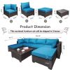 7 Pieces Outdoor Patio Sectional Sofa Couch, Silver Gray PE Wicker Furniture Conversation Sets with Washable Cushions & Glass Coffee Table for Garden,