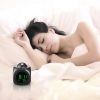 LCD Projection Alarm Clock Battery Powered with Voice Broadcast Function Snooze Temperature Display 12/24 Hour Time System - Black