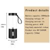 1pc 530ML Powerful Portable Blender For Smoothies Shakes USB Rechargeable Food Processor Fruit Mixer Machine Mini Juicer Blender Cup - Blue