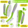 Scrub Brush Set of 3pcs Green Cleaning Shower Scrubber with Ergonomic Handle and Durable Bristles Scrub Brushes for Cleaning Bathroom Shower Tile Kitc