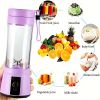 1pc 380ML Portable Blender With 6 Blades Rechargeable USB ; Personal Size Blender For Shakes And Smoothies; Traveling Fruit Veggie Juicer Cup - Pink