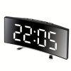 1pc Led Alarm Clock, Mirror Curved Screen, Digital Alarm Clock With Sleep Temperature For Students Bedroom, Living Room, Office And School - Curved Mi