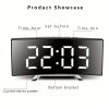 1pc Led Alarm Clock, Mirror Curved Screen, Digital Alarm Clock With Sleep Temperature For Students Bedroom, Living Room, Office And School - Curved Mi