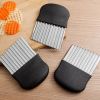Stainless Steel Potato Chip Slicer Dough Vegetable Fruit Crinkle Wavy Kitchen Knife Cutter Chopper French Fry Maker Tools Gadget - Black