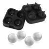 4-Ball Silicone Ice Mold for Whisky/Bourbon - black