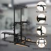 Power Tower Dip Station with Bench Pull Up Bar Stand Adjustable Height Heavy Duty Multi-Function Fitness Training Equipment for Home Office Gym - as P