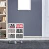 6Pcs Collapsible Shoe Box Stackable Shoe Storage Bin Transparent Dustproof PP Shoe Organizer Container - White