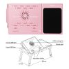 Foldable Laptop Table Bed Notebook Desk with Cooling Fan Mouse Board LED light 4 xUSB Ports Breakfast Snacking Tray  - Rose Gold