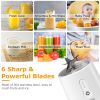 15.2OZ Portable Fruit Blender with 6 Blades Rechargeable Juice Cup for Shakes Smoothies Juice Personal Mini Fruit Mixer for Outdoor Gym Office - White