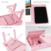 Foldable Laptop Table Bed Notebook Desk with Cooling Fan Mouse Board LED light 4 xUSB Ports Breakfast Snacking Tray  - Rose Gold