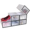 6Pcs Collapsible Shoe Box Stackable Shoe Storage Bin Transparent Dustproof PP Shoe Organizer Container - Black