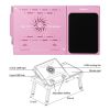 Foldable Laptop Table Bed Notebook Desk with Cooling Fan Mouse Board LED light 4 xUSB Ports Breakfast Snacking Tray  - Pink