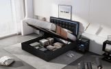 Queen Size Tufted Upholstered Platform Bed with Hydraulic Storage System,PU Storage Bed with LED Lights - Black