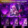 USB LED Star Night Light Music Starry Water Wave LED Projector Light Bluetooth Projector Sound-Activated Projector Light Decor - Black
