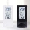 1pc Electronic Clock Simple Portable Display Temperature Desktop Computer Office Hour Clock (Battery Not Included) - Black (without Battery