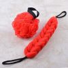 Exfoliating Bath Sponge Mesh Shower Balls & Back Scrubber Strap Red Body Bath Set - Default