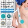 Silicone Bath Brush 4 in 1 Electric Back Scrubber 4 Brush Heads USB Rechargeable Rotating Shower Massager with 2 Speeds - Pink