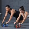 Double Wheel Abdominal Exerciser Women Men Automatic Rebound Ab Wheel Roller Waist Trainer Gym Sports Home Exercise Devices - Blue