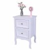 Country Style Two-Tier Night Table Large Size White - as picture