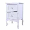 Country Style Two-Tier Night Table Large Size White - as picture
