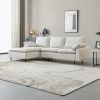 L-Shaped linen sectional sofa with right chaise,Beige - Beige