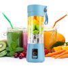 Portable Juicer Blender USB Rechargeable Juicer Cup Fruit Baby Food Mixing Machine with 6 Blades Powerful Motor - Blue