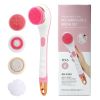 Silicone Bath Brush 4 in 1 Electric Back Scrubber 4 Brush Heads USB Rechargeable Rotating Shower Massager with 2 Speeds - Blue