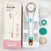 Silicone Bath Brush 4 in 1 Electric Back Scrubber 4 Brush Heads USB Rechargeable Rotating Shower Massager with 2 Speeds - Pink