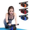 Double Wheel Abdominal Exerciser Women Men Automatic Rebound Ab Wheel Roller Waist Trainer Gym Sports Home Exercise Devices - Blue