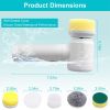 Cordless Cleaning Brush Handheld Electric Spin Scrubber with 5 Replaceable Brush Heads Rechargeable Shower Scrubber for Kitchen Dish Bathtub Sink Tile