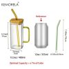 1pc; 13.5oz Small Cute Glass Cups With Lids And Straws - Yellow