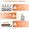5 Pack Shower Caddy Shelves with 18 Inbuilt Hooks Rustproof Wall-Mounted Storage Shelves for Bathroom Dorm Kitchen Adhesive Bathroom Organizer for Sha