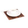 WILLART Wooden Handcrafted Tea Coffee Beer Cup Glass Coaster - Set of 2 (20 cm x 20 cm 0r 8 Inch x 8 Inch) - Brown