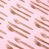 96 Pack Gold Glitter Plastic Silverware for Wedding Party Supplies, Cutlery Includes Forks, Spoons, and Knives (Serves 32) - Juvale