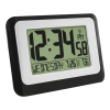 MainStays Black Atomic Digital Calendar Desk Alarm Clock with Temperature, W88631 - Mainstays