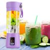 Portable Juicer Blender USB Rechargeable Juicer Cup Fruit Baby Food Mixing Machine with 6 Blades Powerful Motor - Purple