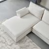L-Shaped linen sectional sofa with right chaise,Beige - Beige
