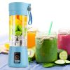 Portable Juicer Blender USB Rechargeable Juicer Cup Fruit Baby Food Mixing Machine with 6 Blades Powerful Motor - Blue