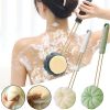 2 In 1 Double-Sided Bath Brush Long Handle Rubbing Back Bath Brushes Dual Purpose Body Brush Back Massage Shower Body Cleaning - white - CN